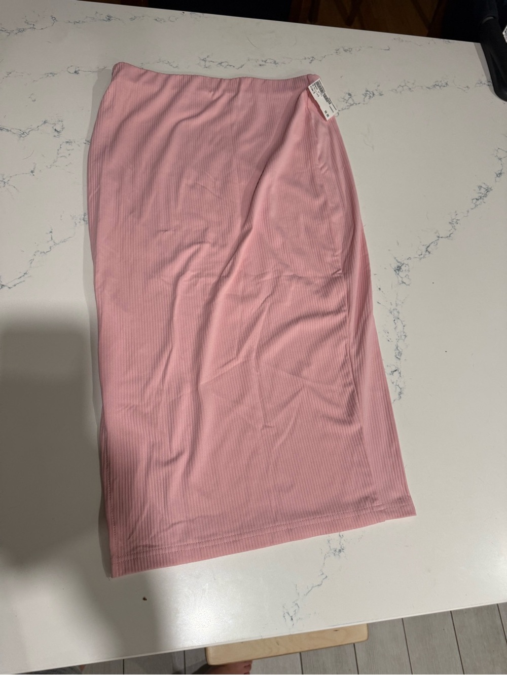 SHEIN Pink Ribbed Midi Skirt